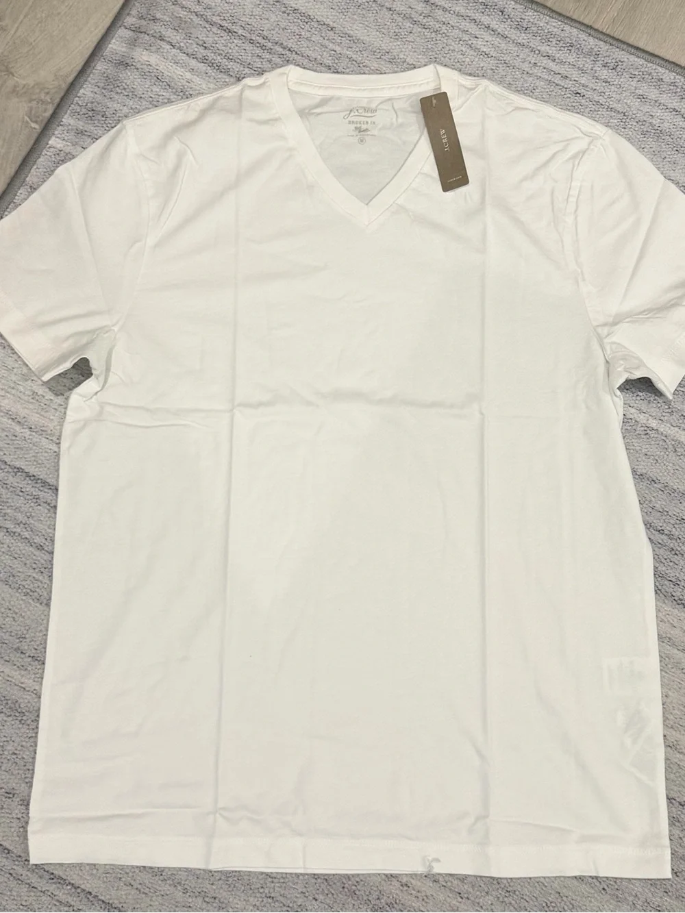 J. Crew Men's White V-Neck Short Sleeve Tee